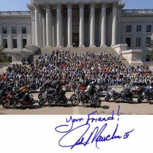 Group Photo of Rolling Thunder riders at the State Capitol in Charleston, WV.