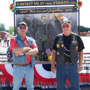 Bob Ashley (Wild Bill) and me at the Marine Corps League Trailer.