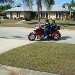 my Son and granddaughter enjoyed getting to ride grandpa's trike on a nice sunny day in january here in Port St Lucie florida.